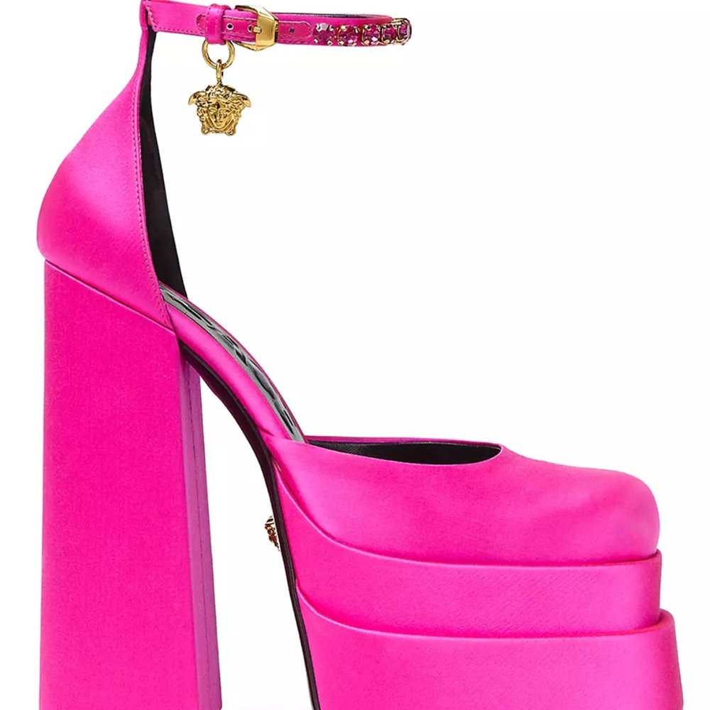 Versace Aevitas Satin Platform Pumps Pink Women’s EU 38.5/US 8.5 - Picture 1 of 12